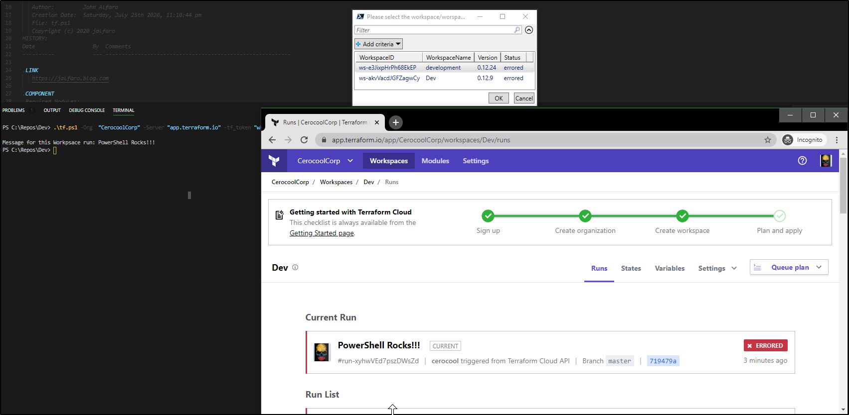 Terraform API using PowerShell - Workspace Information