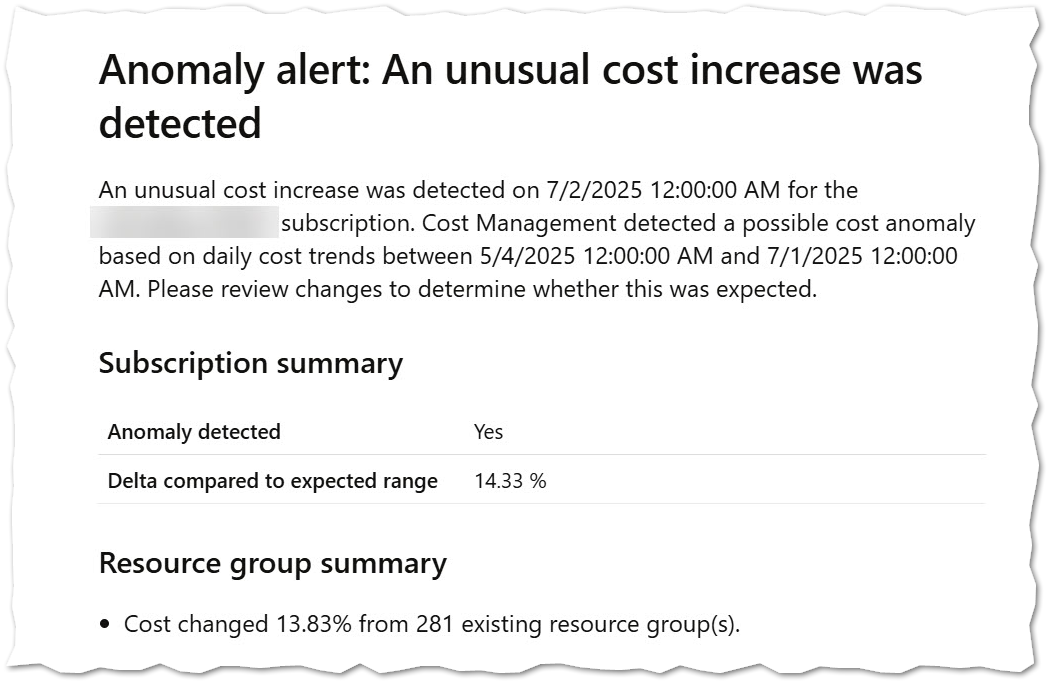 Azure Anomaly Alert